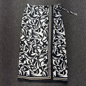 LOFT Abstract Floral Wrap Midi Skirt Womens 4 Black White new w tags chic boho